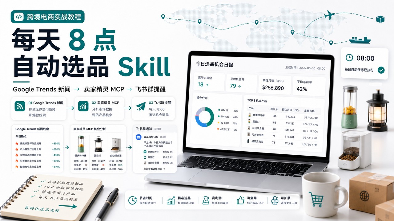 每天 8 点自动选品 Skill